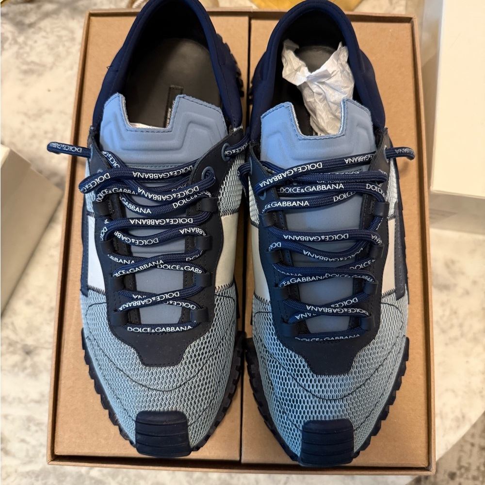 Dolce & Gabbana Navy and Light Blue Sneakers